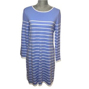 Sail to Sable Hydrangea & White Striped Long Sleeve Knit Mini Dress Size Large